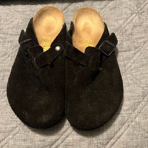 Birkenstock Boston Clogs, size 38, black suede